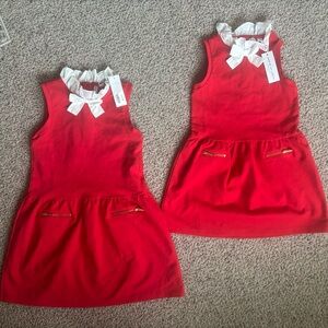 Janie and Jack Red Dress with White Ruffle Collar
